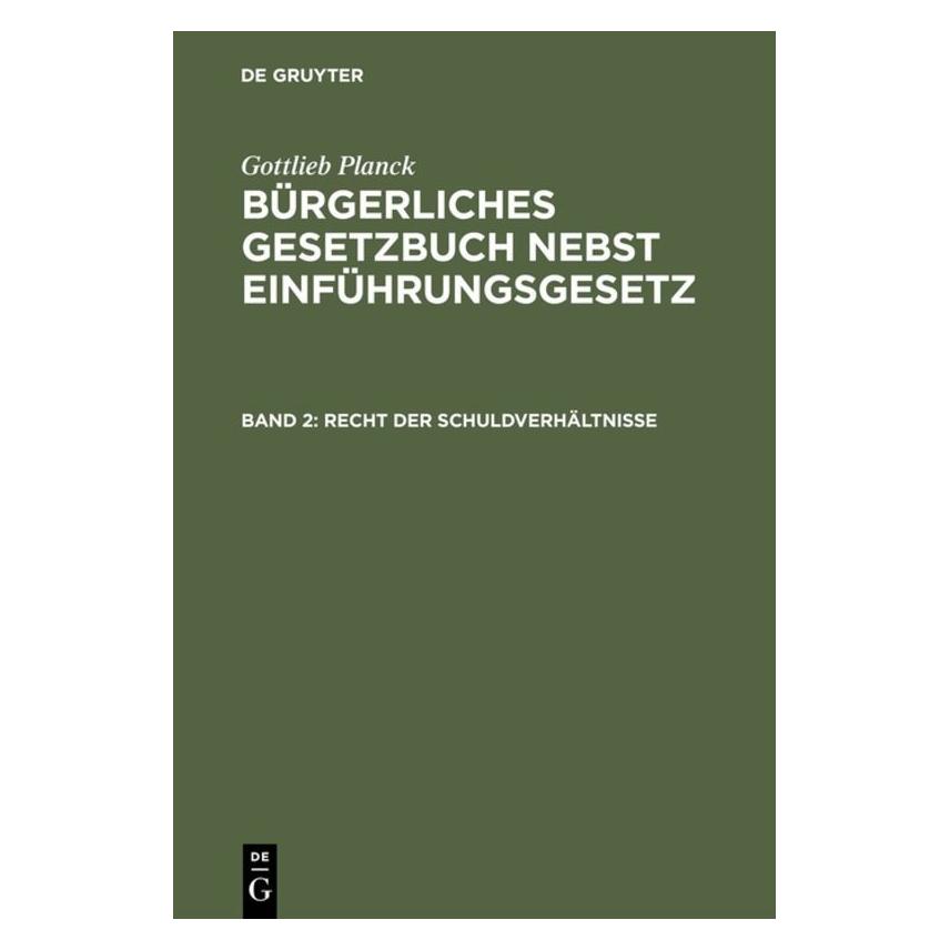 De Gruyter Recht der Schuldverhältnisse (Deutsch, Hardcover, Gottlieb Planck) (65195540)