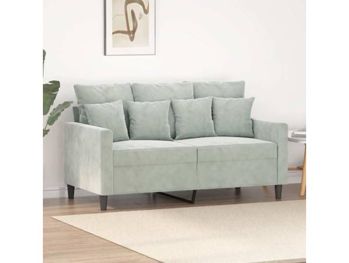HEFZGDB 2-Sitzer Sofa Hellgrau 120 cm Samt Stoff Polstermöbel mit Metallgestell für Wohnzimmer, Weiche Sitzflächen und Stabile Konstruktion, Modernes Design Sofa