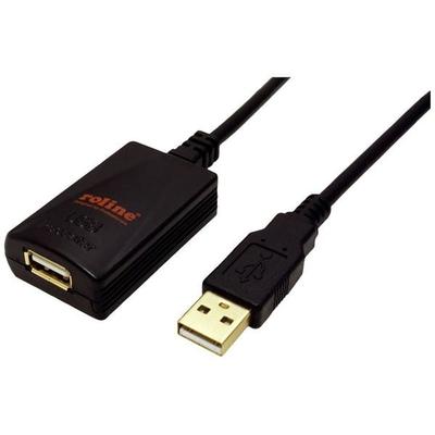 Roline USB-Kabel USB 2.0 USB-A Stecker, USB-A Buchse 5.00 m Schwarz Aktiv mit Signalverstärkung 12.04.1089