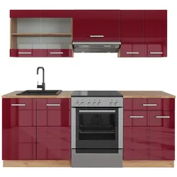 Vicco Küchenzeile Küchenblock Einbauküche R-Line 200 cm Front Bordeaux