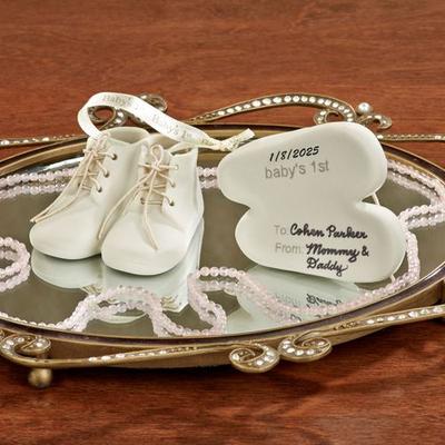 Cosmos Gift Corp. Baby Shoes Ornament Off White , Off White
