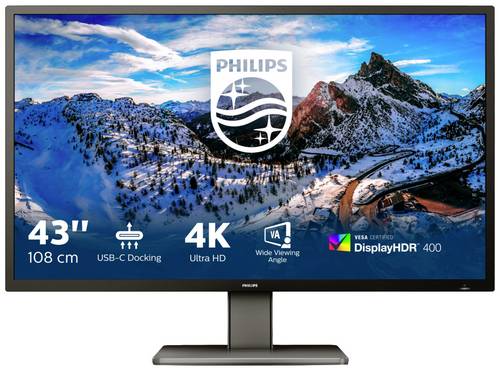 Philips Monitore 439P1/00 LCD-Monitor EEK G (A - G) 60.5 cm (23.8 Zoll) 16:9 4 ms HDMI, USB-A, DisplayPort, USB-C IPS LCD