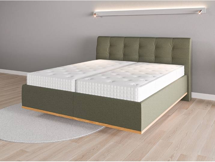 Lattenrost-Bett 180x200 Nr. 1 - Grün (Farngrün) - Feiner Strukturstoff