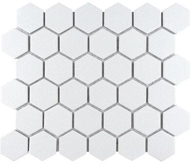 "Merola Tile Hudson Due 2"" Hex Crystalline White 10-7/8"" x 12-5/8"" Porcelain Mosaic Floor and Wall Tile"