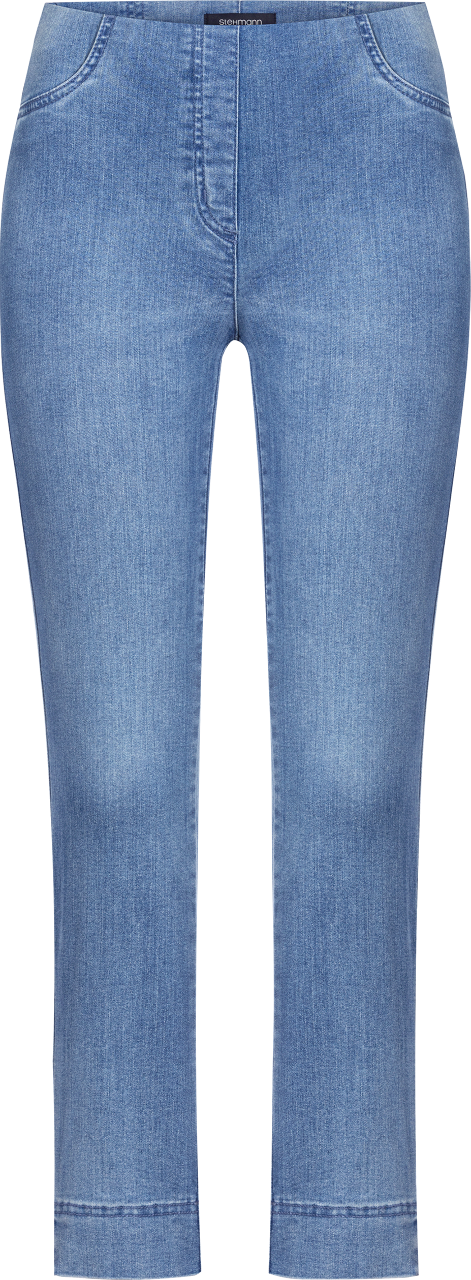 3/4-Jeans STEHMANN "Igor3-680W", Damen, Gr. 46, N-Gr, blau (frozy cobalt (stone)), Denim/Jeans, Obermaterial: 89% Baumwolle, 10% Elastomultiester, 1% Elasthan, unifarben, schmal 3/4-Länge, Jeans 3/4-Jeans, 3/4- Jeans-Leggings mit Stretch frozy cobalt (sto