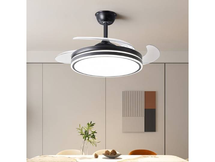 Ventilateur de plafond Bel Air Home Atenas avec moteur DC et pales escamotables, lumière LED 36W à mémoire de forme et intensité réglable (Nuit)