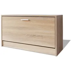 Helloshop26 - Schuh-/Stiefelbank Kommode Regal Garderobenmöbel 80 x 24 x 45 cm Braune Eiche 02_0022865