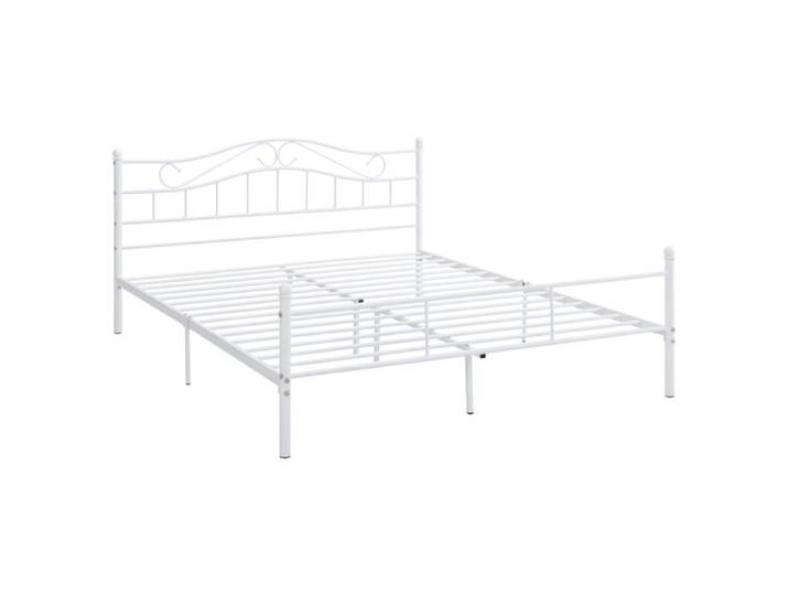 Lit double cadre en metal acier revêtu blanc avec sommier en metal 160 x 200 cm 03_0002666