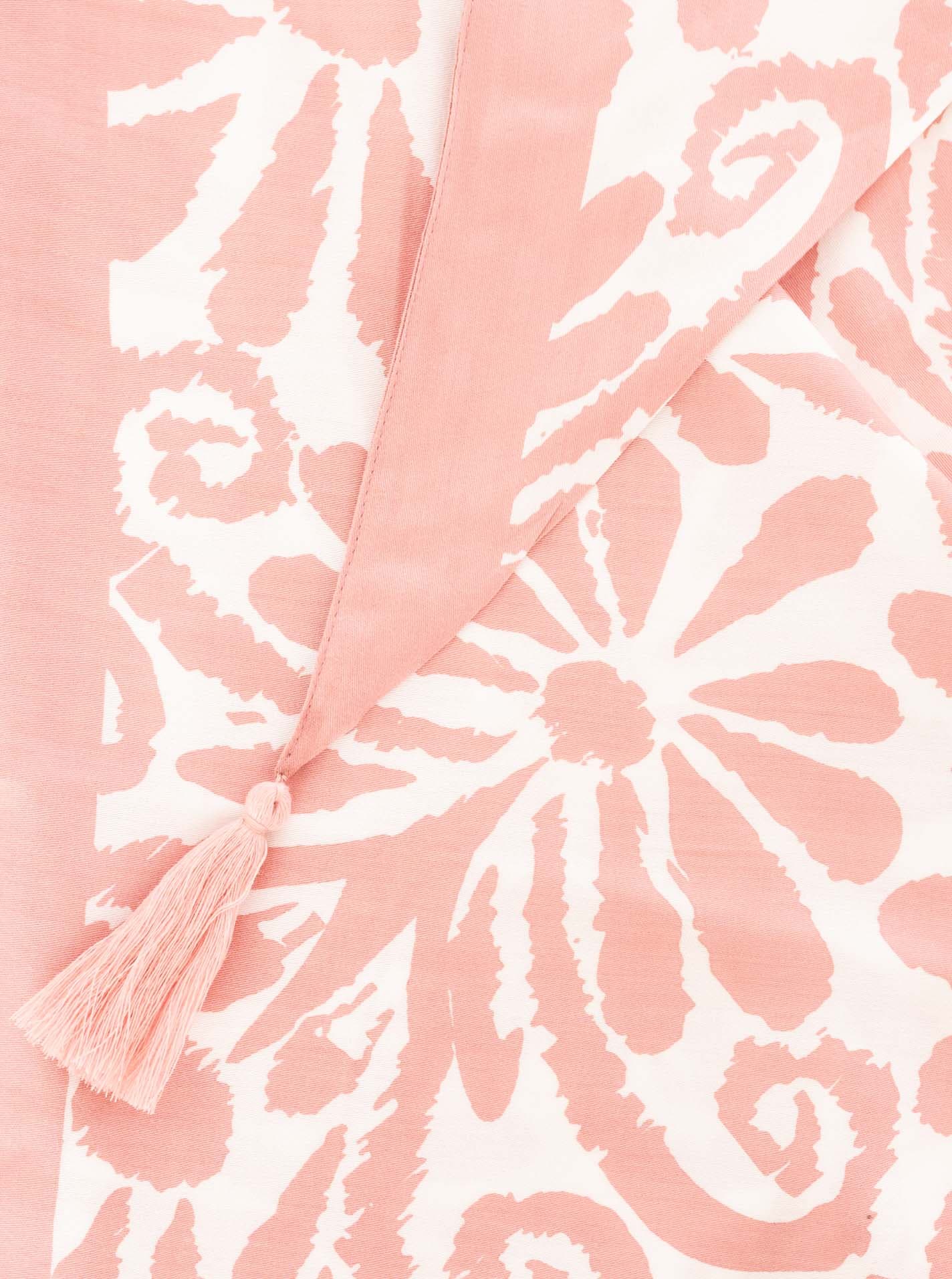 Dreieckstuch ZWILLINGSHERZ "Flower Fun", Damen, rosa, Web, Viskose, gemustert, mehrfarbig, Modetücher Dreieckstuch, verspieltes Blumenmuster, Tasseln, glänzende Oberfläche rosa Einheitsgröße