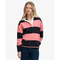 Superdry für Damen. W6012212A Heritage Stripe Rugby-Polohemd in Rosa (M), Lässig, Baumwolle, Langarm