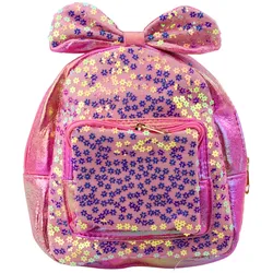 Kinderrucksack mit Pailletten, Blumen, Schleife, Rosa, 22cm, 2,8L