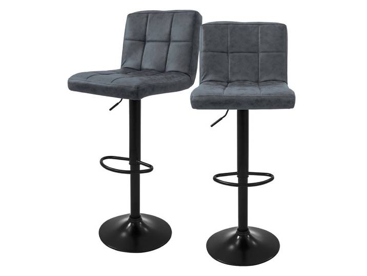 ML-DESIGN Barhocker Gepolsterter Barstuhl mit Rückenlehne und Fußstütze, 360° drehbar (2 St), Drehstuhl höhenverstellbar 63-83 cm 2er Set Anthrazit aus Kunstleder