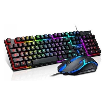 T-Wolf Computer keyboard TF200 LED Gaming keyboard (EN) + mouse (US, Kabelgebunden) (TW-TF200)