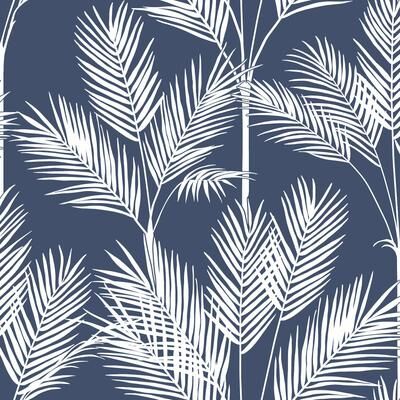 Inspired by Color King Palm Silhouette Navy Wallpaper