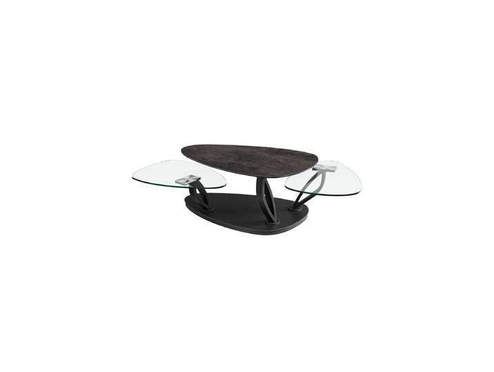 Ausziehbarer, flexibler Design Keramik Couchtisch „Magnolias“ Rostbraun/Transparent Akante Design