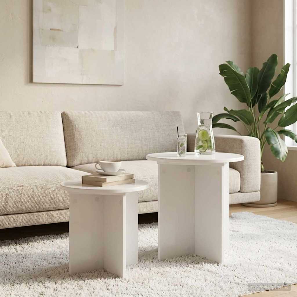 vidaXL Ensemble de tables d'appoint 2 pièces Blanc brillant