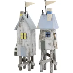 Chic Antique Deko Strandhaus auf Stelzen 2er Set, 7 x 7 x 28 cm