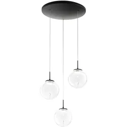 Ariel - Fabas Luce 3-flammige runde Pendelleuchte - 21 W dimmbare LED - Transparente runde Deckenrosette d. 35 cm