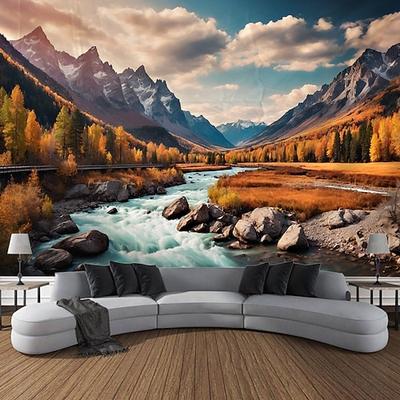 Natur Wasserfall Felsen Wandteppich Landschaft Wandkunst großer Wandteppich Wandbild Dekor Fotografie Hintergrund Decke Vorhang Haus Schlafzimmer Wohnzimmer Dekoration Wandtuch XXL Natur