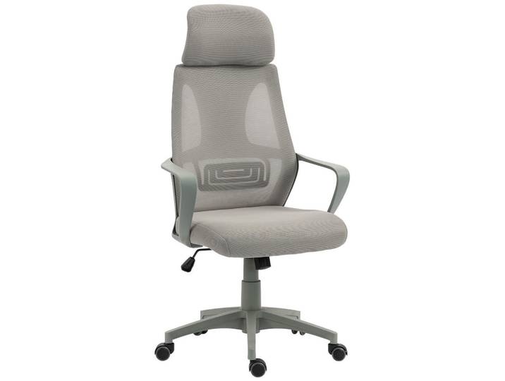 Vinsetto Bürostuhl Mesh-Gewebe Grau, Kunststoff, Füllung: Schaumstoff, 55x126x64 cm, Büromöbel, Bürostühle, Drehstühle