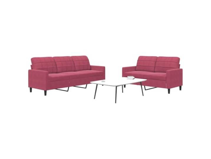 HEFZGDB 2-TLG. Sofagarnitur mit Kissen Weinrot Samt – Weiches Velours Material, Robustes Metallgestell und Moderne Polsterung für Entspannung und Stabilität im