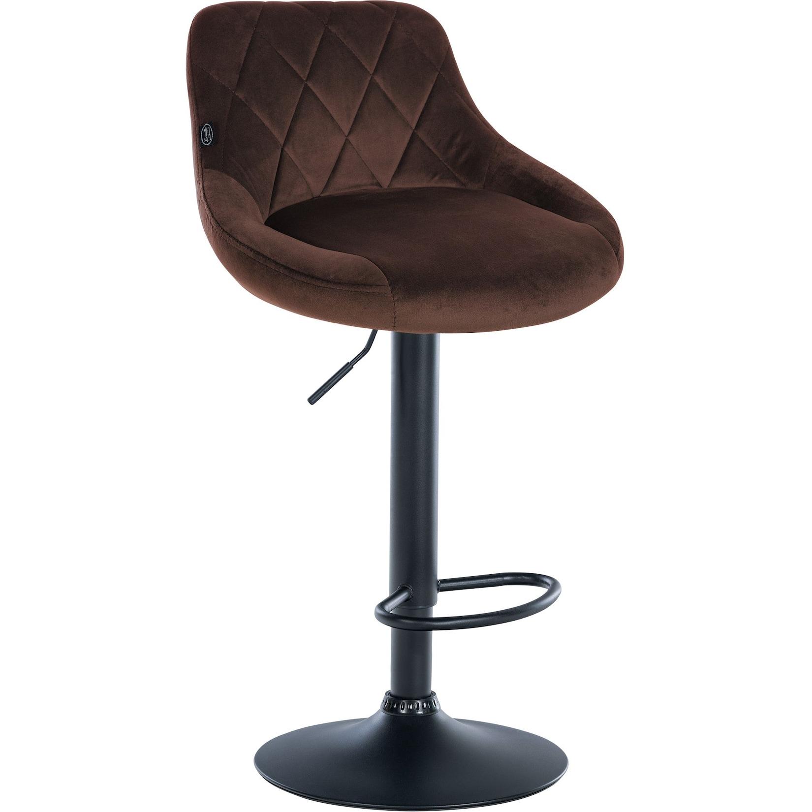 CLP Barhocker Lazio Samt schwarz - Farbe: braun, Gestellfarbe: schwarz