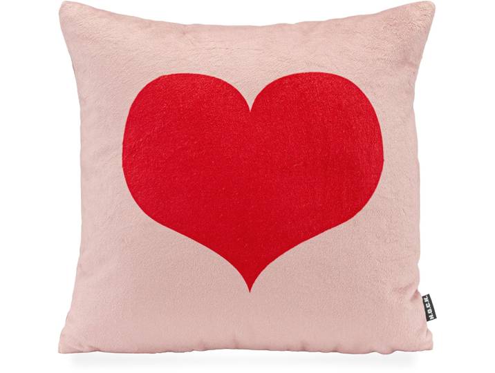 Dekokissen H.O.C.K. Sweet-Heart , rosa (rosa, rot, herz), B:45cm H:10cm L:45cm, Polyester, Dekokissen_Sitzkissen_Kissenhüllen, Dekokissen, Dekokissen inkl. Füllung, 45x45cm, Herzmotiv, Herz