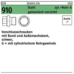 Sandisk, Zubehör Befestigungstechnik, DIN 910 Verschlussschraube VG 2"" Stahl 5.8 galvanisch verzinkt ASK mit Bund