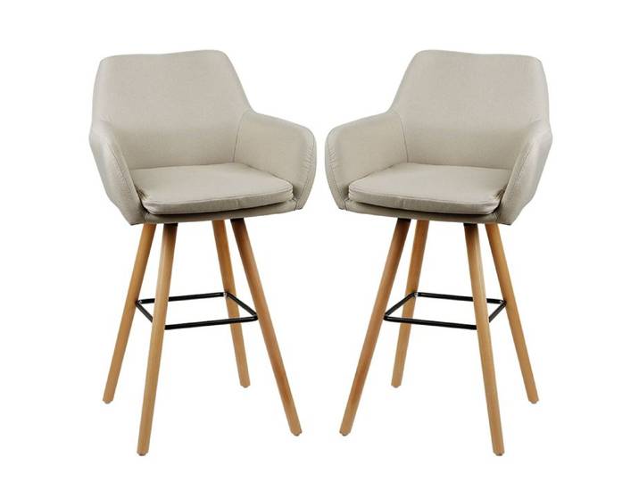 YIPEEMA. 2 X CHAISE DE BAR HAUTE AVEC REPOSE-PIEDS ADAPTÉE À DIFFÉRENTS COMPTOIRS DE BAR/TABLES À MANGER BEIGE 55*45*104CM.