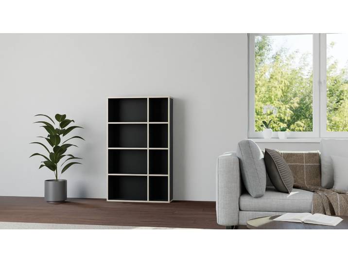 Pickawood Regal - Individualisierbar - Weiß/Grau/Schwarz Premium Dekore Schwarz Multiplex Kante