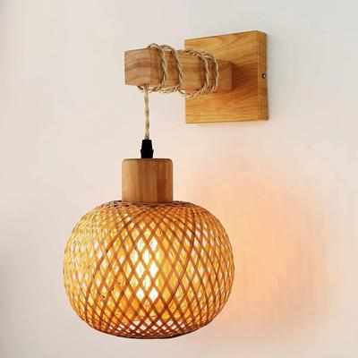 Uplift Picks Japanese Bamboo Rattan Wall Sconce Handwoven Farmhouse Light a no Light Bulb