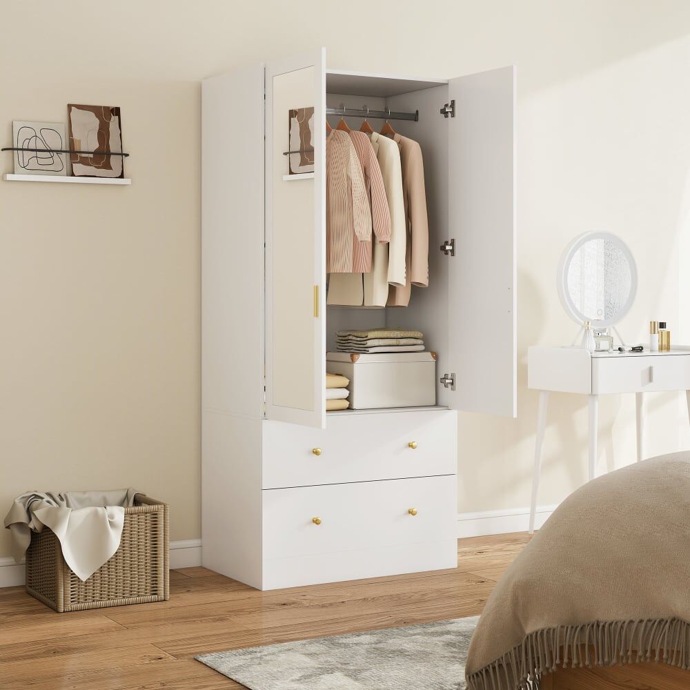 Homcom Armario para dormitorio 80x50x180 cm blanco