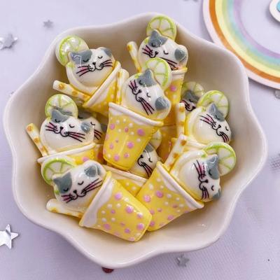 Uplifted Finds Kawaii Cartoon Cat Drink Figurines   10pc Resin Fruit Cup Charms   Professional DIY Craft & Home Decor Accessories y