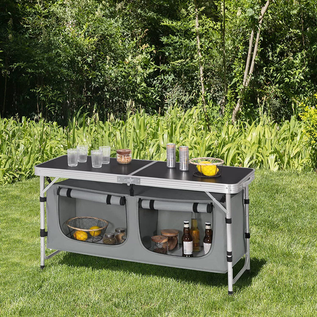 Dakota Fields Wasco 6 Person Rectangular 120cm L Camping Table Black/Grey