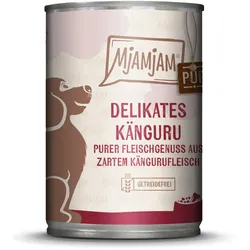 MJAMJAM Purer Fleischgenuss 400g Dose Hundenassfutter 6 x 400 Gramm zartes Känguru pur