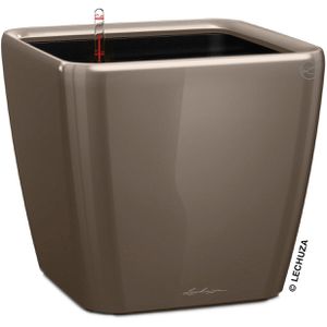 Lechuza Übertopf QUADRO LS 43, taupe hochglanz, 43 x 39 x 43 cm, aus Kunststoff, für innen & außen, Wasserspeicher & Innentopf