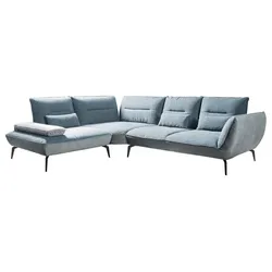 Ecksofa Payton Stoff Eisblau / Hellgrau