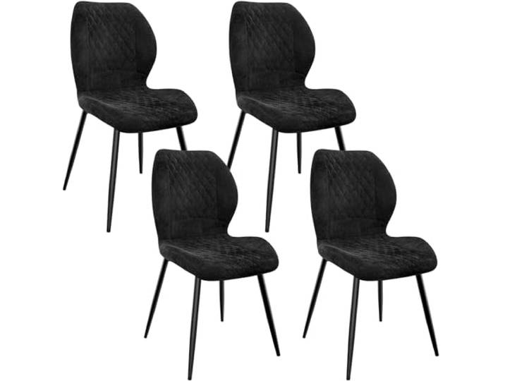 FRUOGO Esszimmerstühle 4er Set,Esszimmerstühle Modern,Küchenstuhl,mit Leinen Schwamm Kissen, Metallbeine und Diamant-Muster Gepolstert-Schwarz.