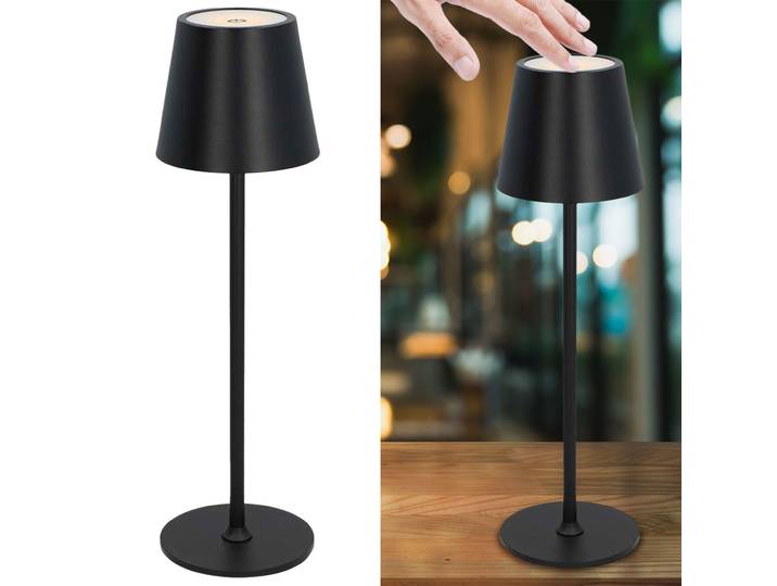 Moderne LED Tischleuchte, Touch-Steuerung, schwarz, IP44