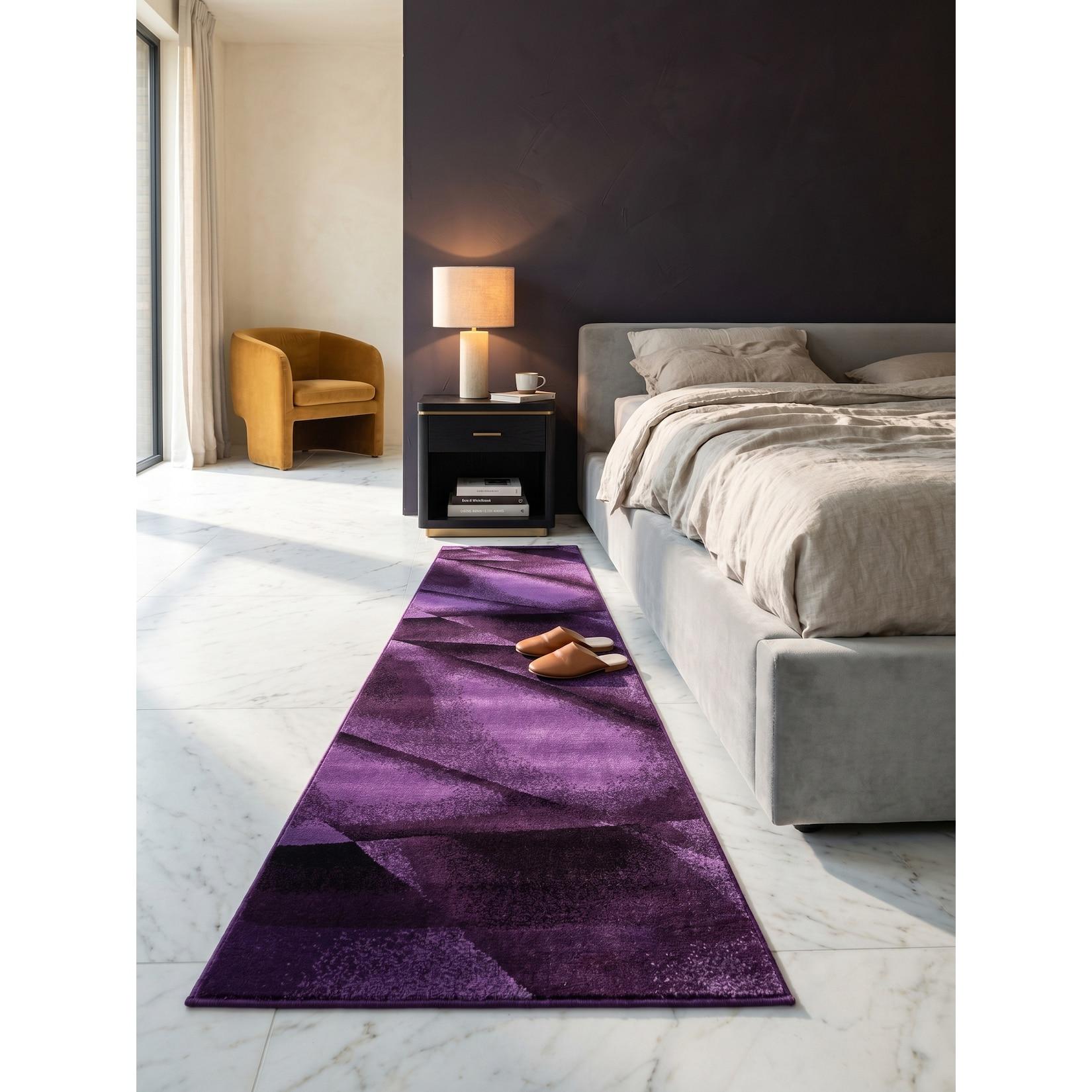 Teppich Kurzflor ASPEN in Violett, abstrakt, 80 x 300 cm