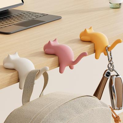 Discount Dollar Deals Cat Hooks Table Edge Traceless No Punching Multifunctional Backpack Hook pink