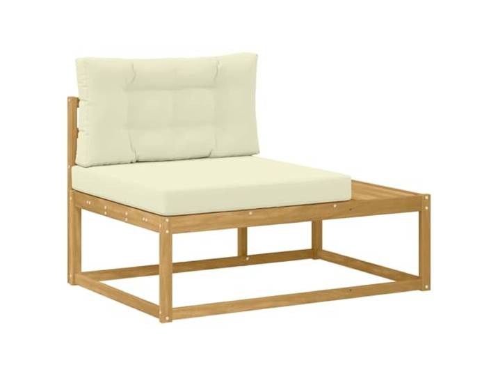 KTHLBRH Sofa-Set für den Außenbereich, 5-teilig, weiß, Polyester Akazienholz, Lattendesign, witterungsbeständig, 4-Sitzer, einfache Montage