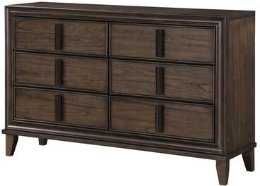 Dovelina Aetheria Contemporary Wood 6-Drawer Dresser Storage Cabinet in Dark Brown
