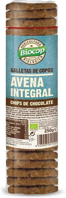 Biocop Bolachas De Flocos Aveia Integral Chips De Chocolate 250g Chocolate