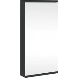 Helloshop26 - Wand-Eckbadzimmerschrank mit Spiegel, schlichtes Design, 30 x 24 x 60 cm, Holzwerkstoff, schwarz
