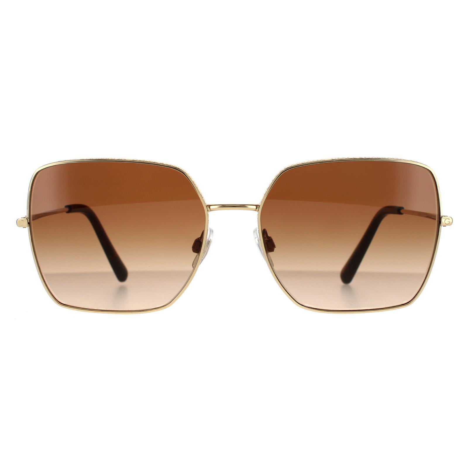 Dolce & Gabbana Square Womens Gold Dunkelbraun Gradient Sonnenbrille