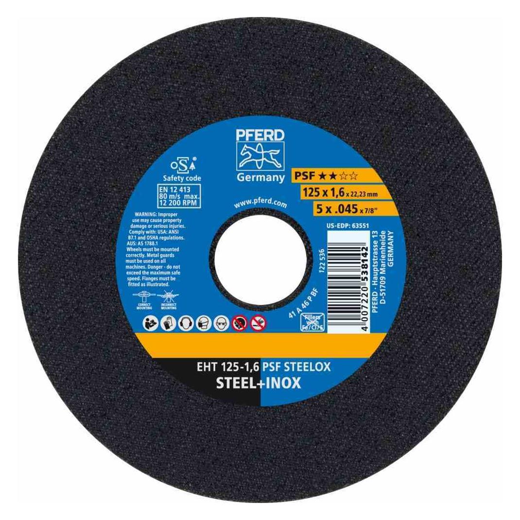 Pferd Trennscheibe EHT 125-1,6 PSF STEELOX gerade, Ø 125 mm, Stärke: 1,6 mm PSF Steelox (61721121)