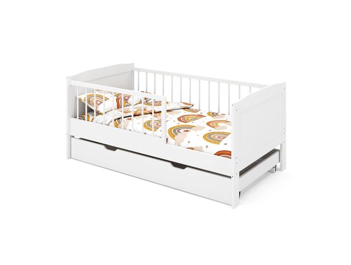 Kinderbett RAYA mit Schublade 70 x 140 cm weiss