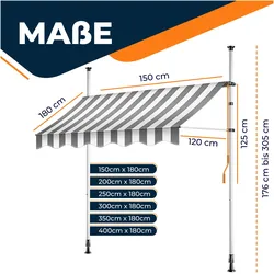 Kesser, Markise, Klemmmarkise mit Handkurbel Balkon Markise, Balkonmarkise Markise (4 m)
