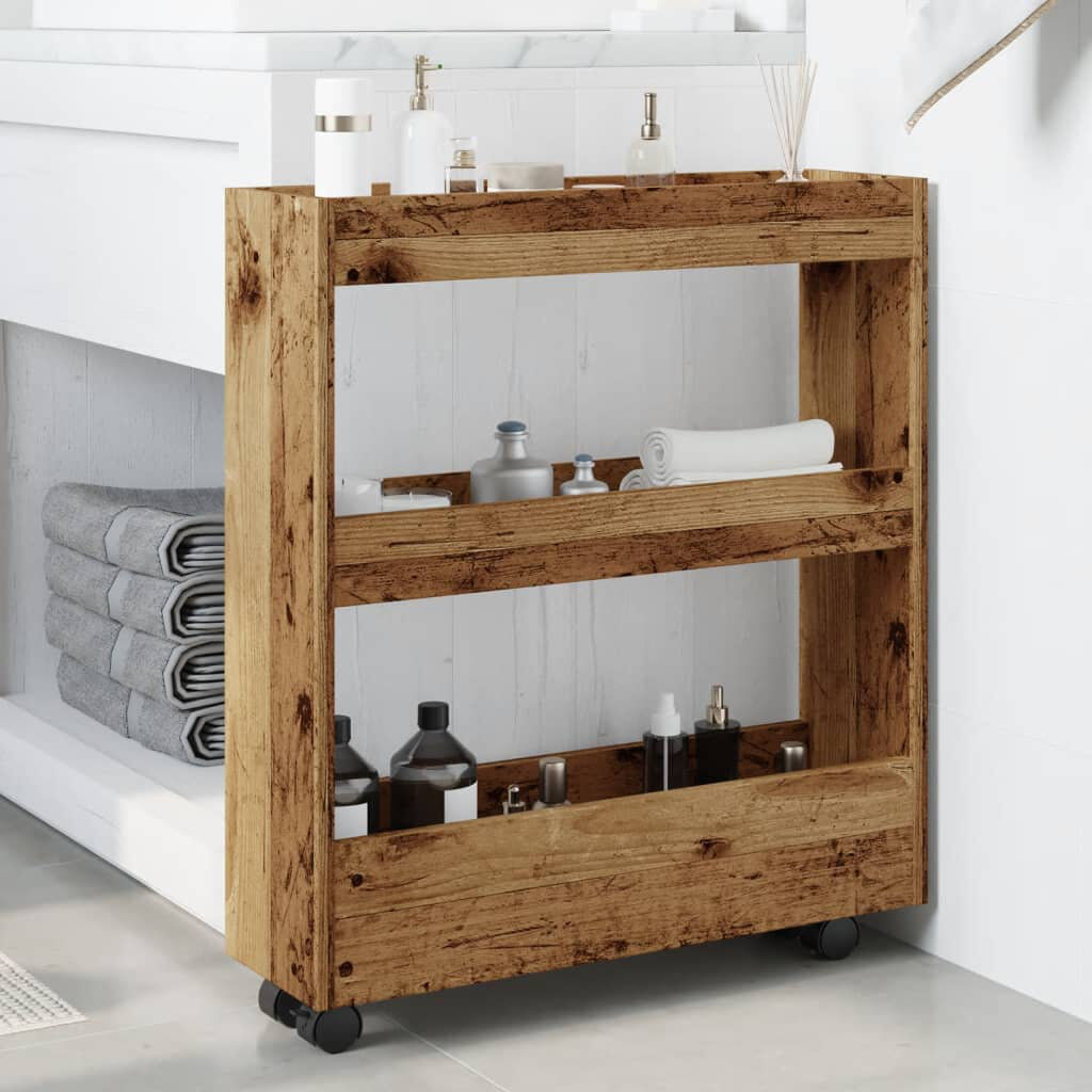 17 Stories Bar Cart Old wood 70cm H X 60cm W X 18cm D
